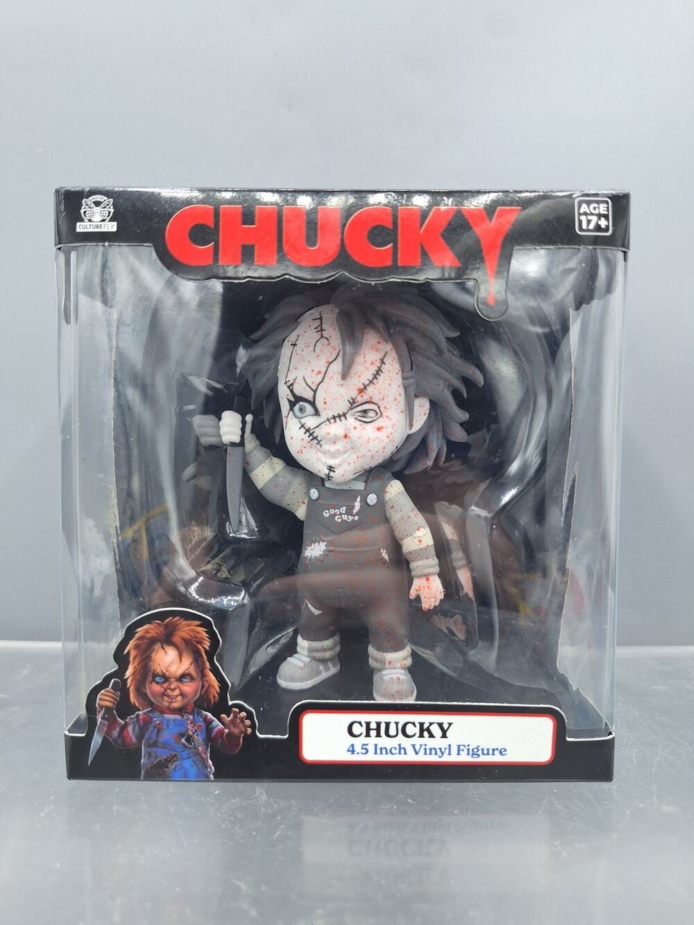 Culturefly~Chucky Vinyl~Action Figure Black White Blood Gray~4.5 Inch